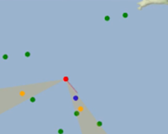 Acoustic sensor contacts displayed on autonomous vessel navigation and route planning interface